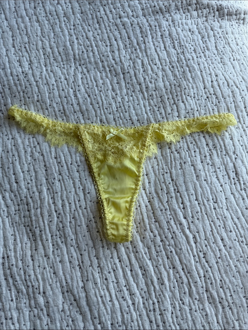For Love And Lemons Yellow Lace Trim Thong
